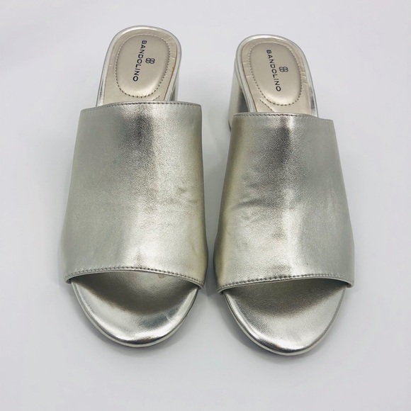 ✨Bandolino Silver Mule Heels / Sandal Slides 👡 - Picture 10 of 14
